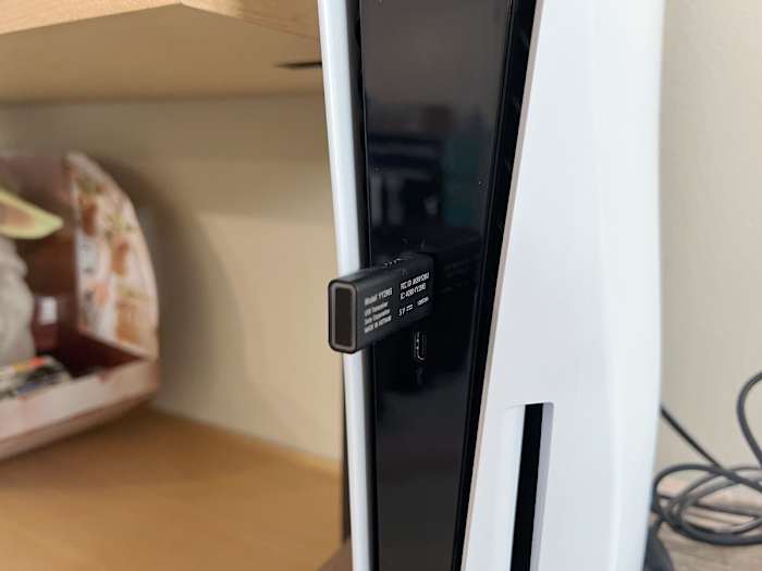 Sony H9 Gaming Headphones Dongle Plugged Into PS5